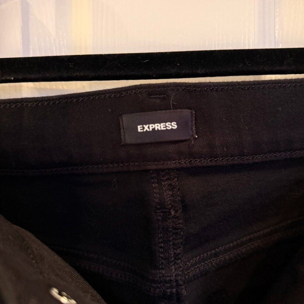 Express Black Skinny Jeans Denim Size 12s / 12 Short Mid Rise - Picture 7 of 8